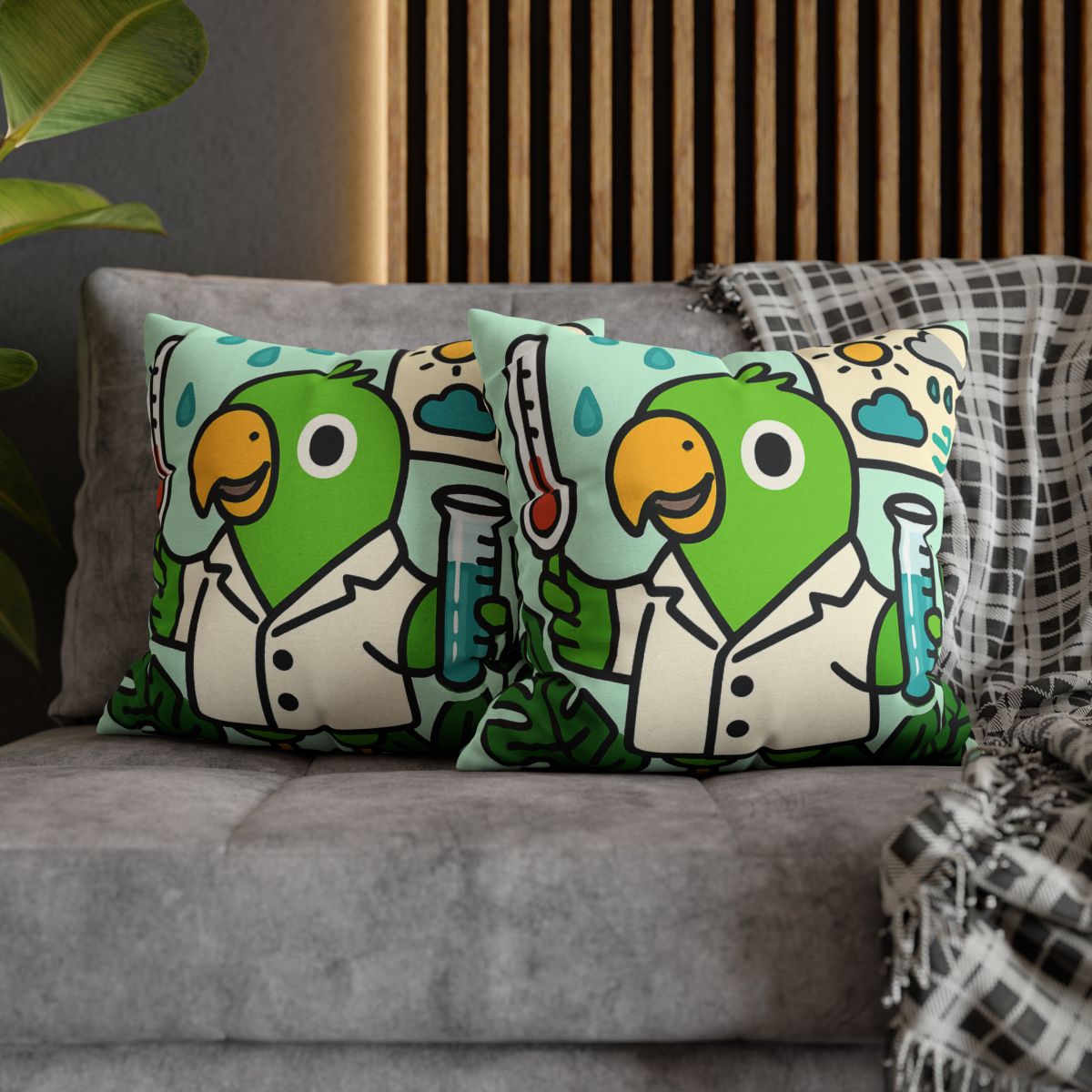 Rainforest Weather Lab With Parrot Scientist stylish decorative pillowcases