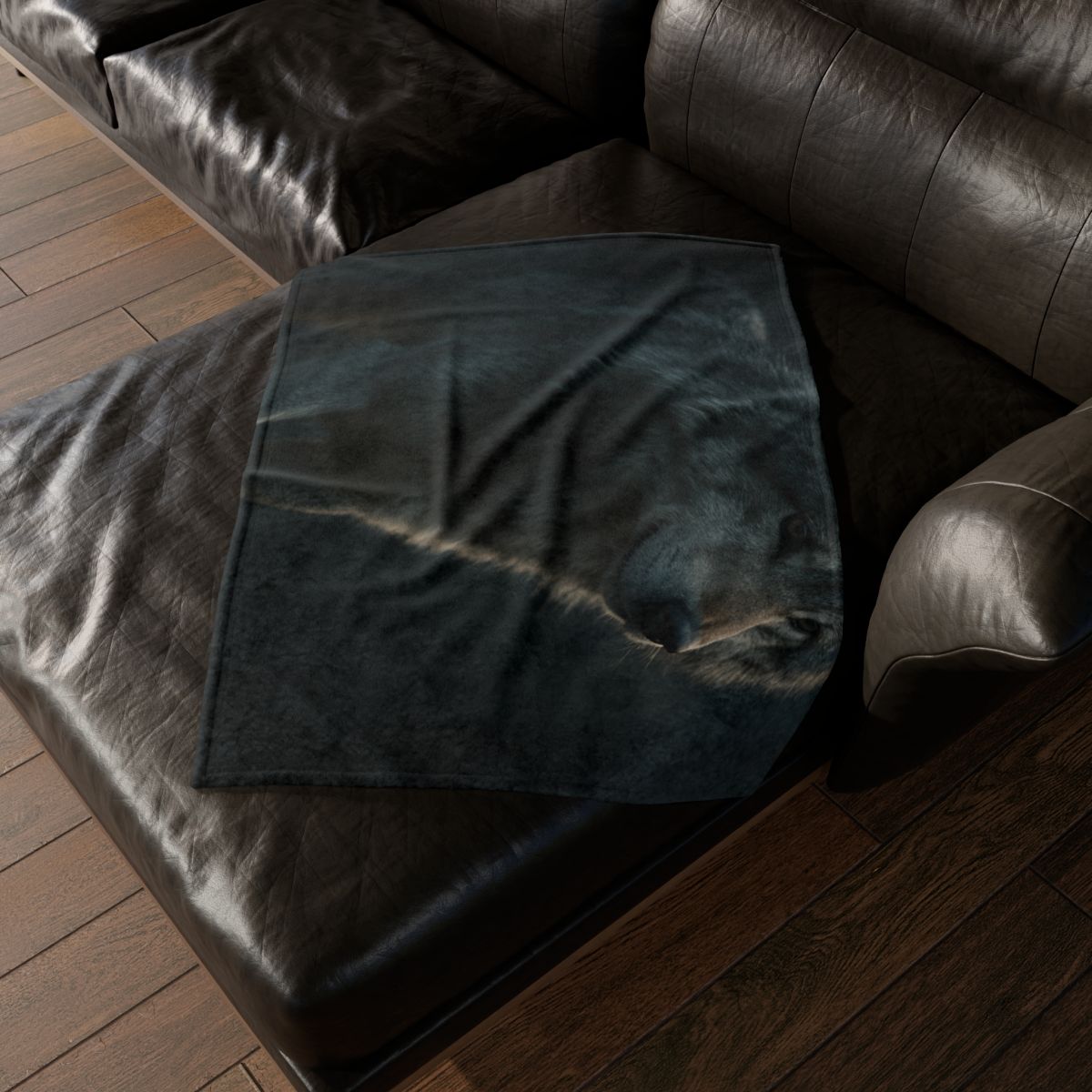 Moonlit Sentinel Gray Wolf soft fleece blankets