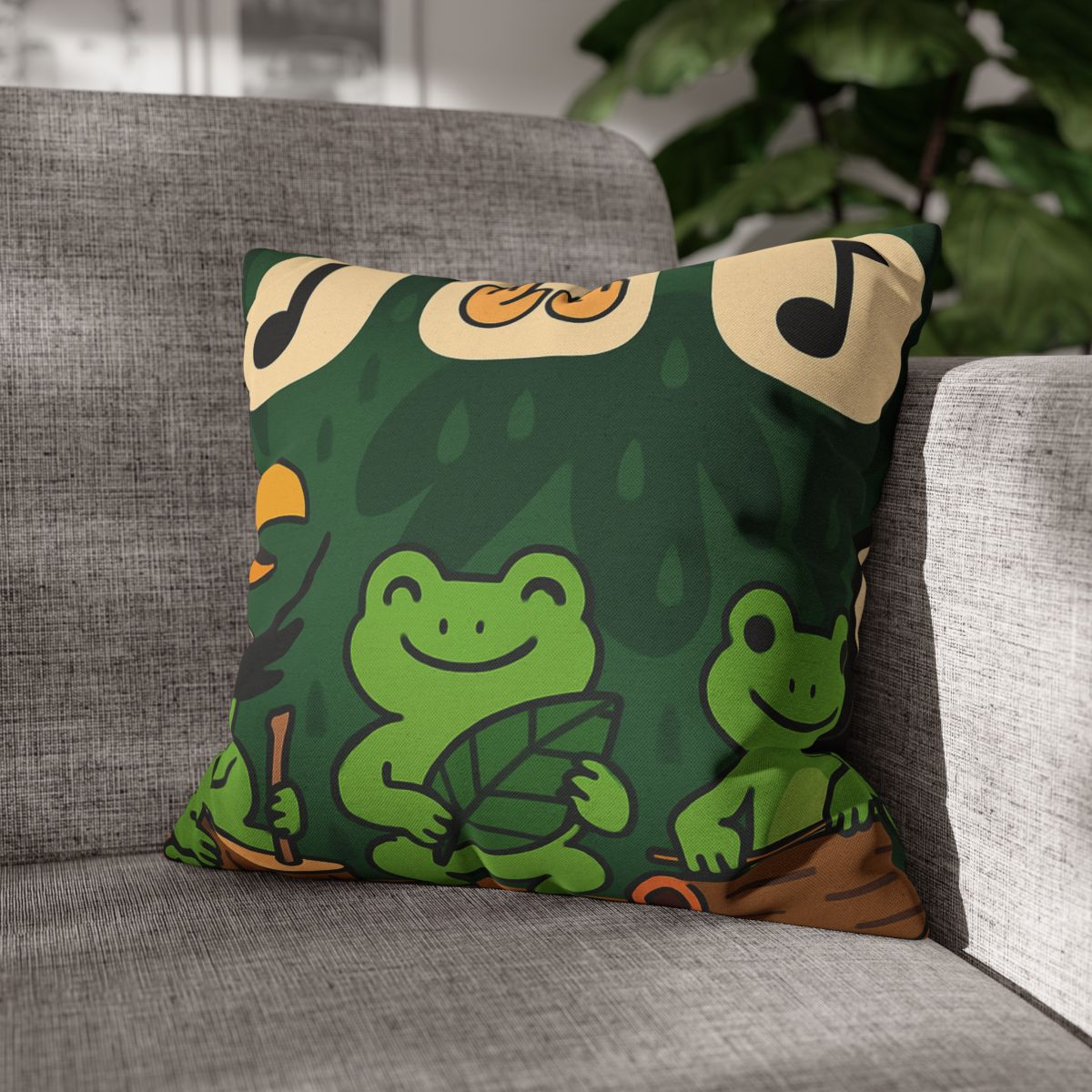 Jungle Rain Rhythm With The Frog Band comfortable bedding pillow covers