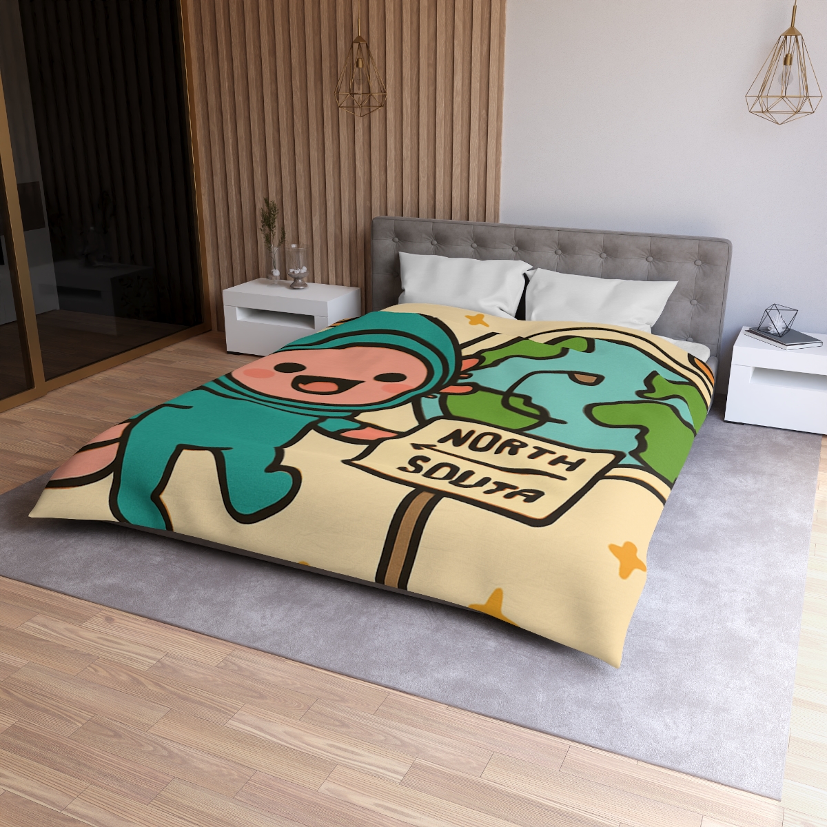 Luna The Axolotl Astronaut And The Bubble Planet Map stylish duvet covers