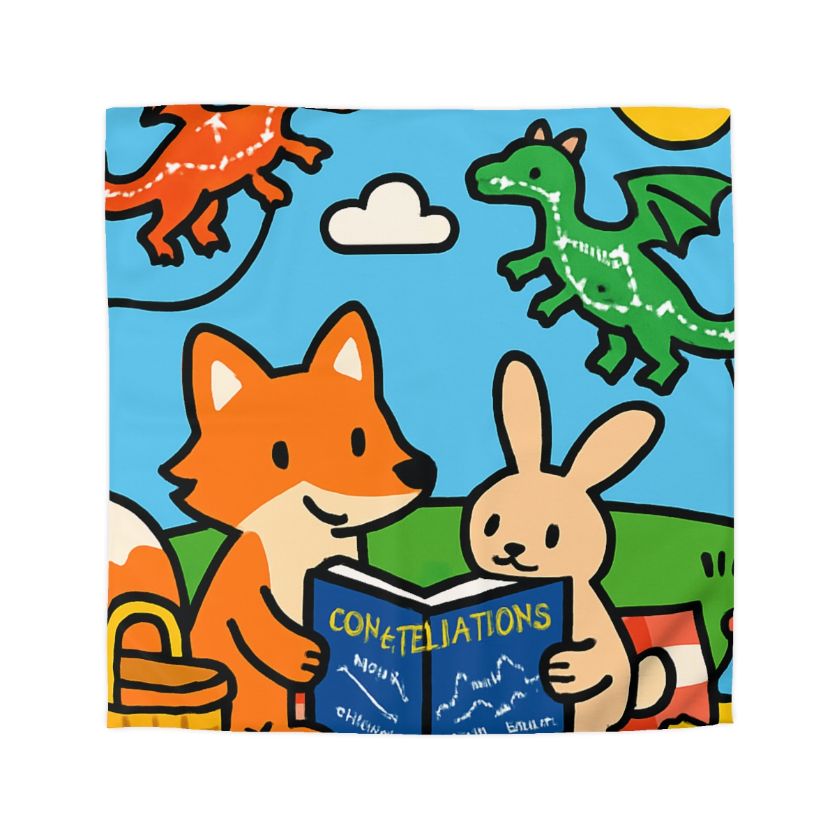 Sky Map Picnic With Dragon Kites soft comforter duvets