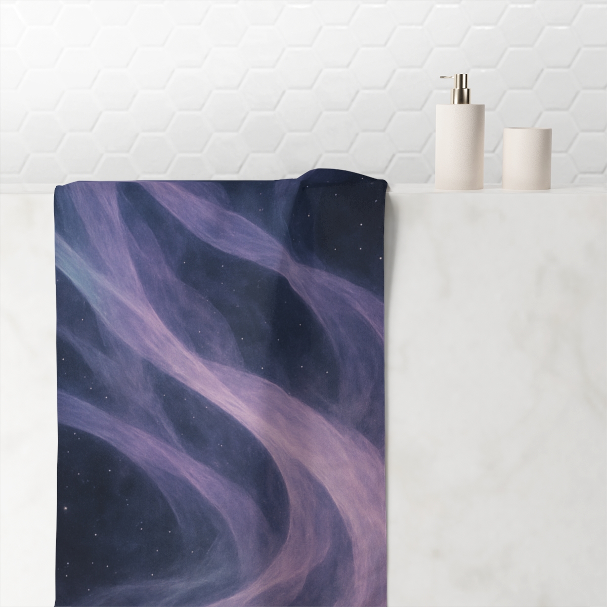 Cosmic Tidal Veils designer printed towels