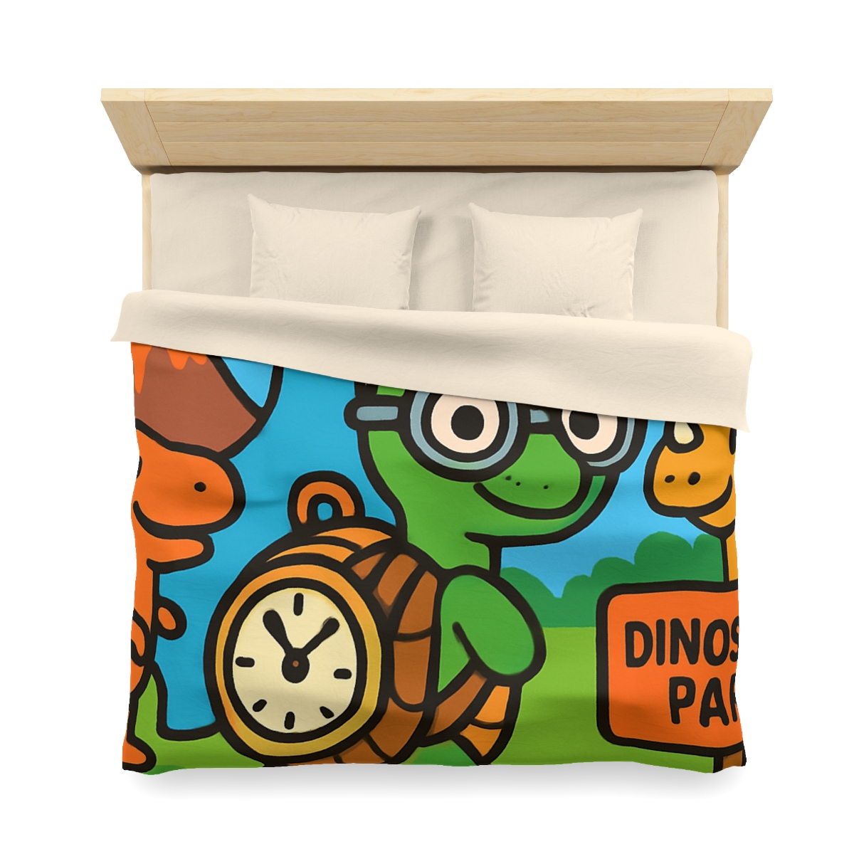 Time Traveling Turtle At The Dino Park designer printed duvets