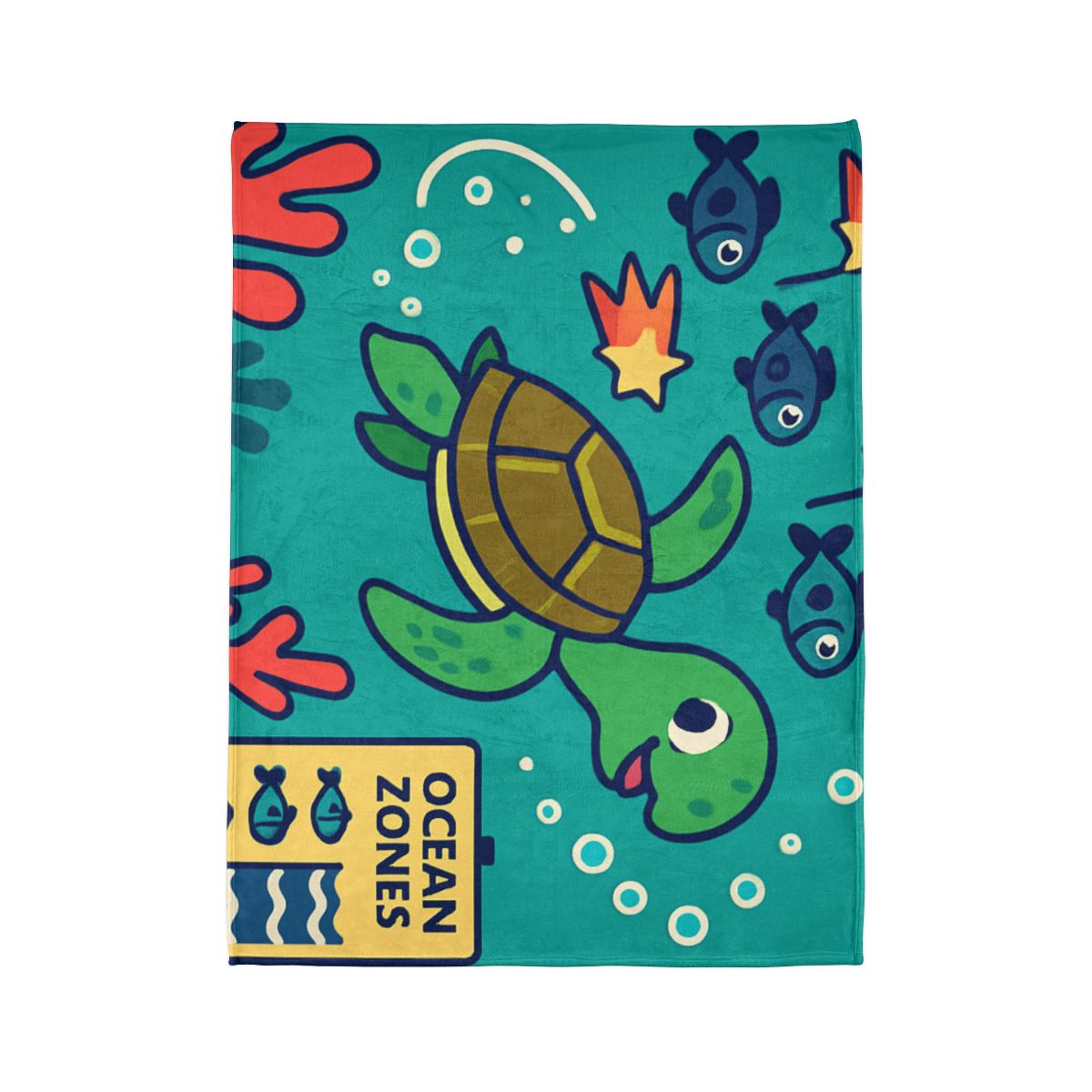 Coral Comet Turtle Parade designer printed blankets