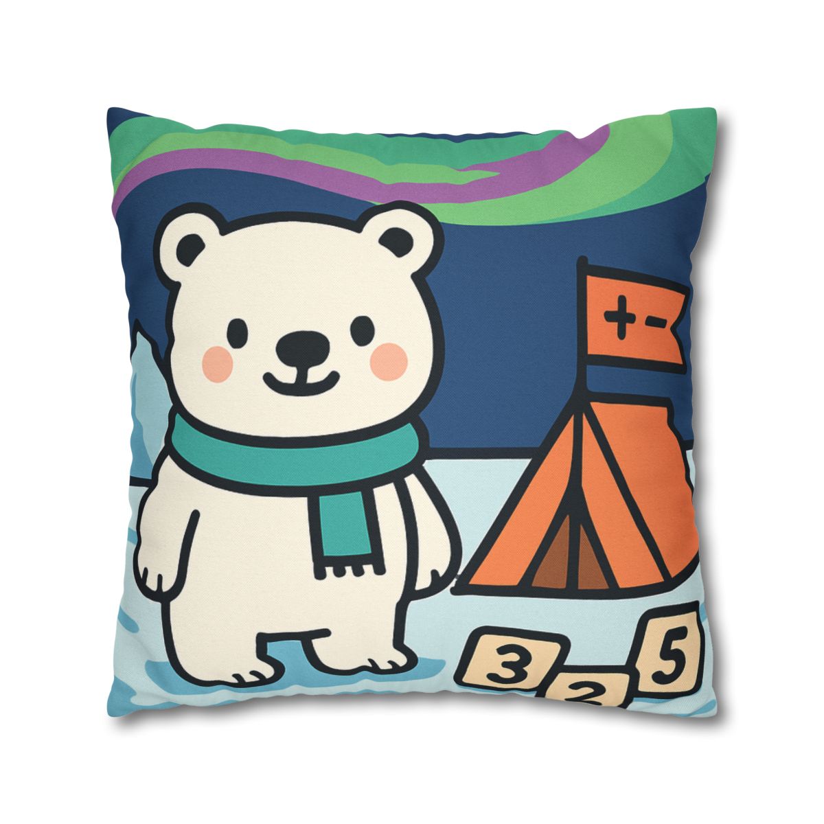Polar Bear Aurora Math Camp designer print pillow cases