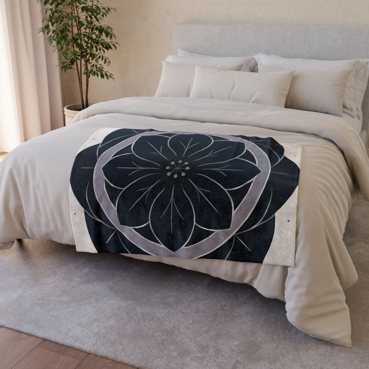 Petal Orbit Rosette personalized cozy blankets