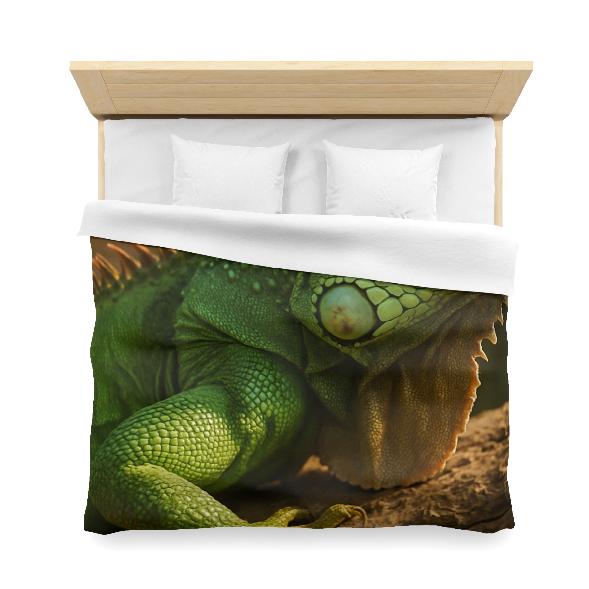 Sunlit Perch Green Iguana custom duvets