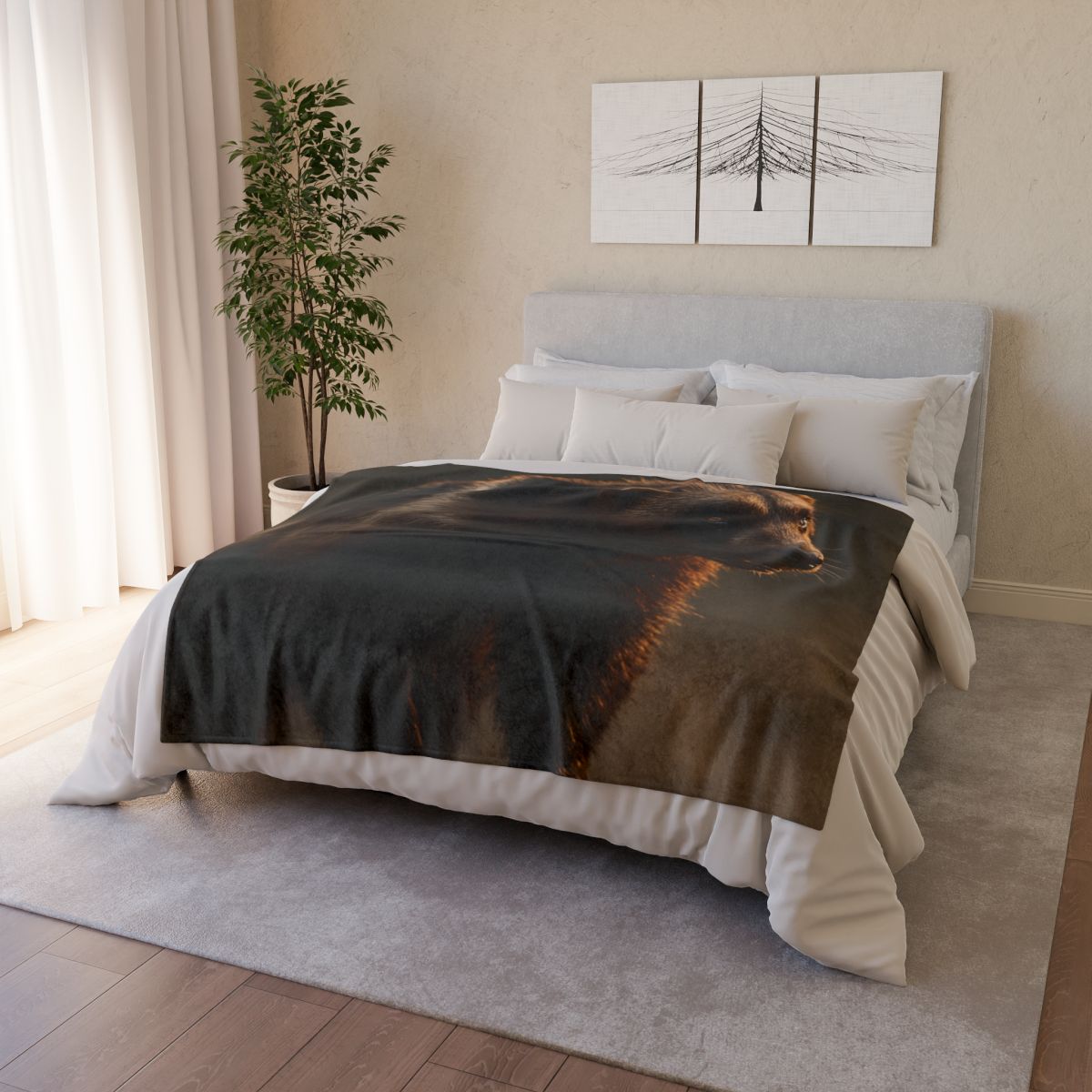 Ember Dusk Wolverine soft fleece blankets