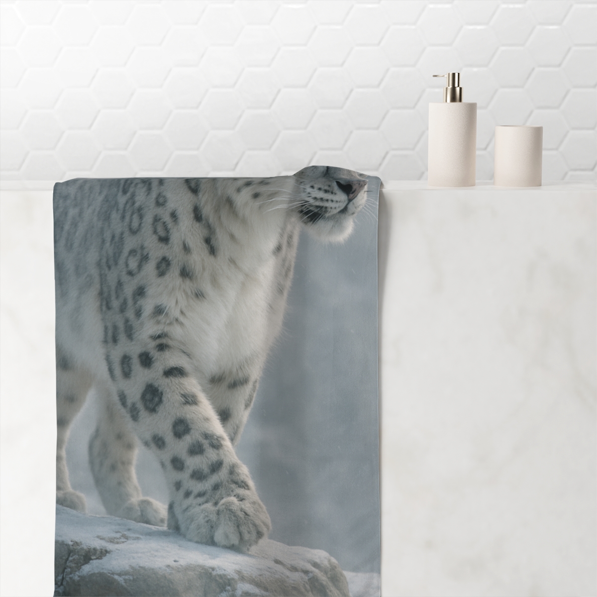 Snow Leopard Ridge Phantom decorative home towelscustom towels