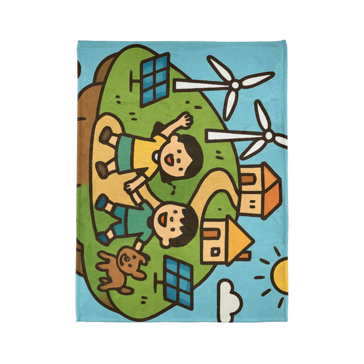 Floating Eco City Sky Island personalized cozy blankets