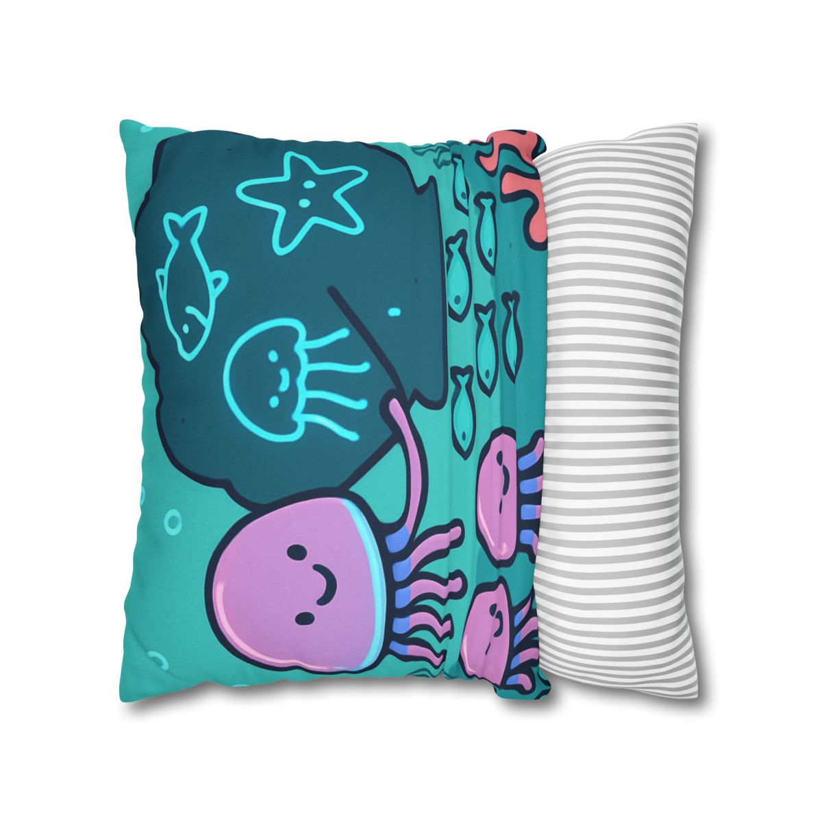 Bioluminescent Reef School With Glow Jellyfish custom pillow cases