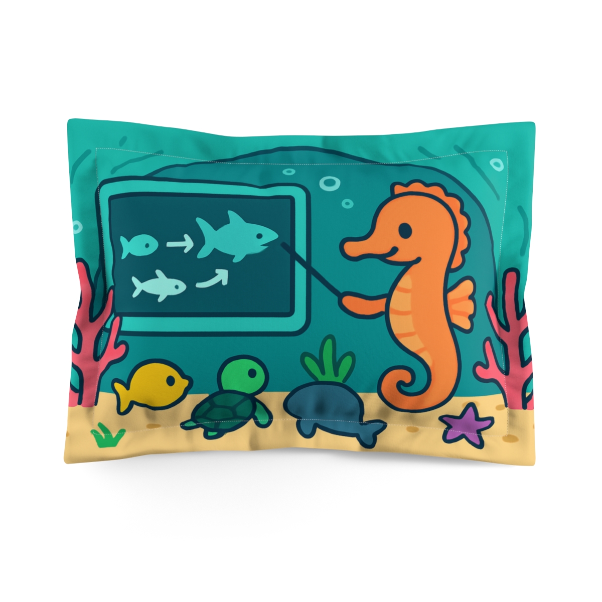 Coral Classroom With The Seahorse Teacher designer printed pillows