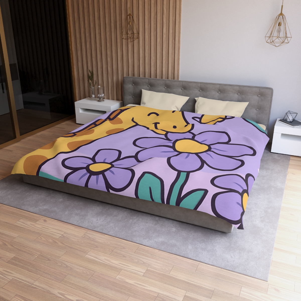 Galaxy Garden Giraffe personalized bedding duvets