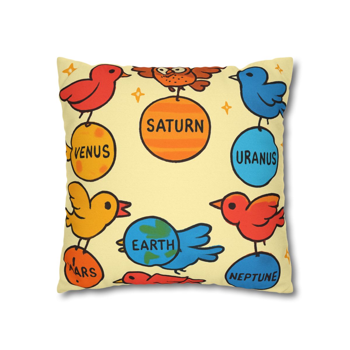 Solar System Circus Of Birds soft cotton pillow cases