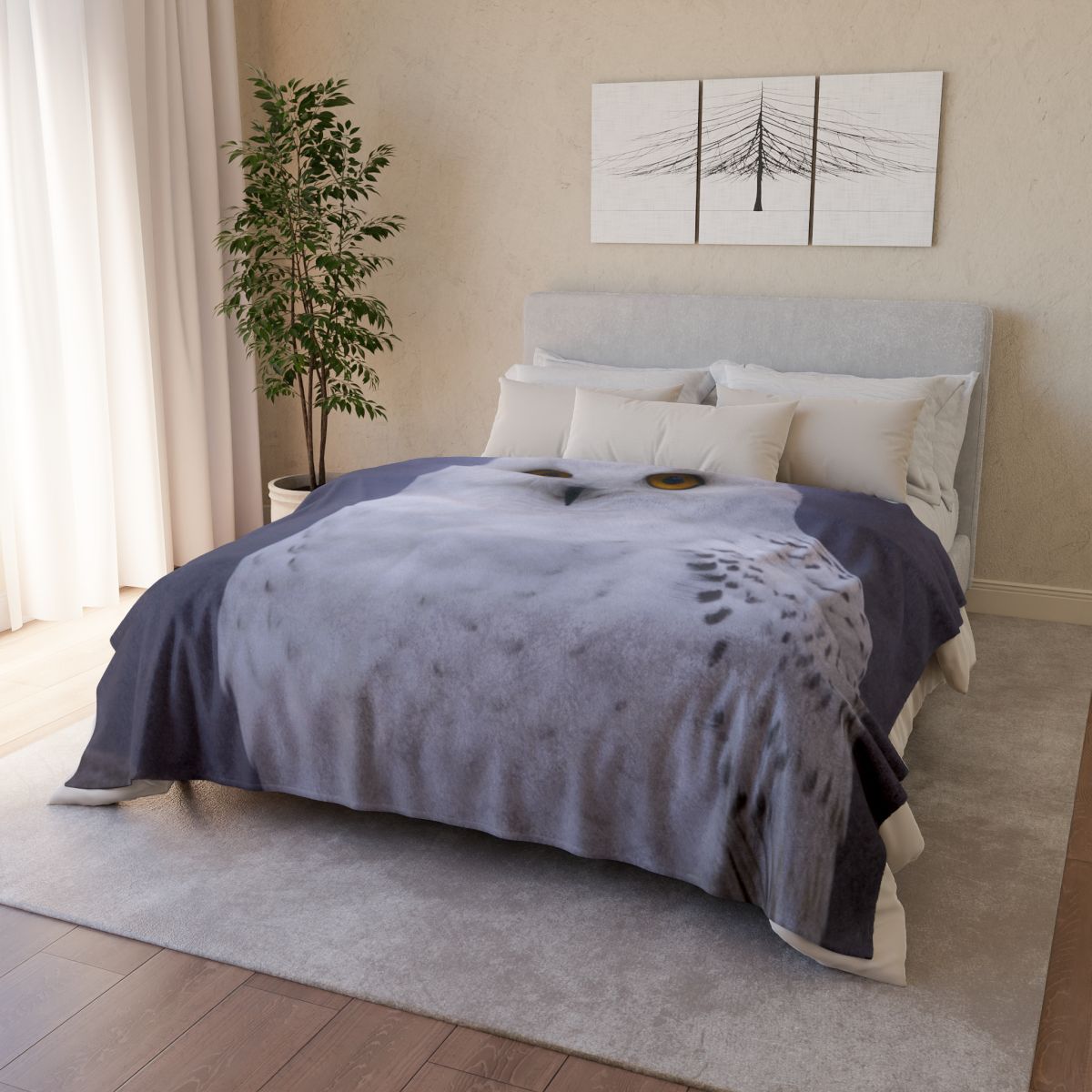 Twilight Watcher Snowy Owl trendy patterned blankets