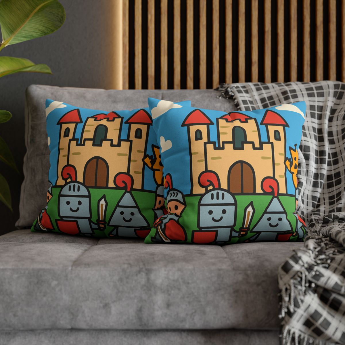 Castle Of Shape Knights designer print pillow cases