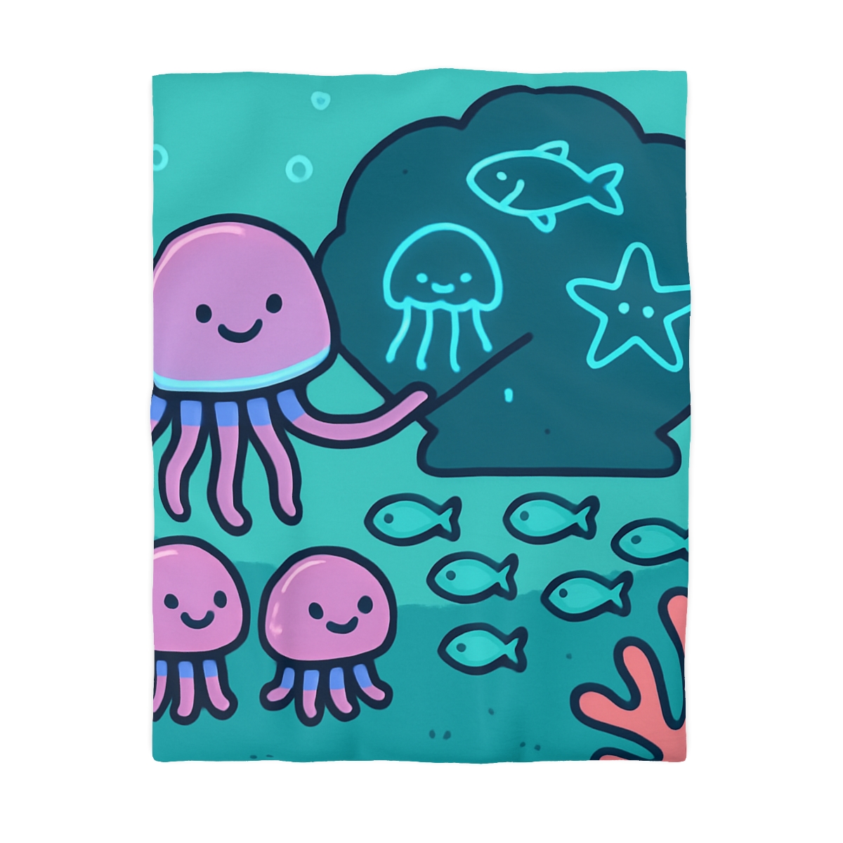 Bioluminescent Reef School With Glow Jellyfish personalized bedding duvets