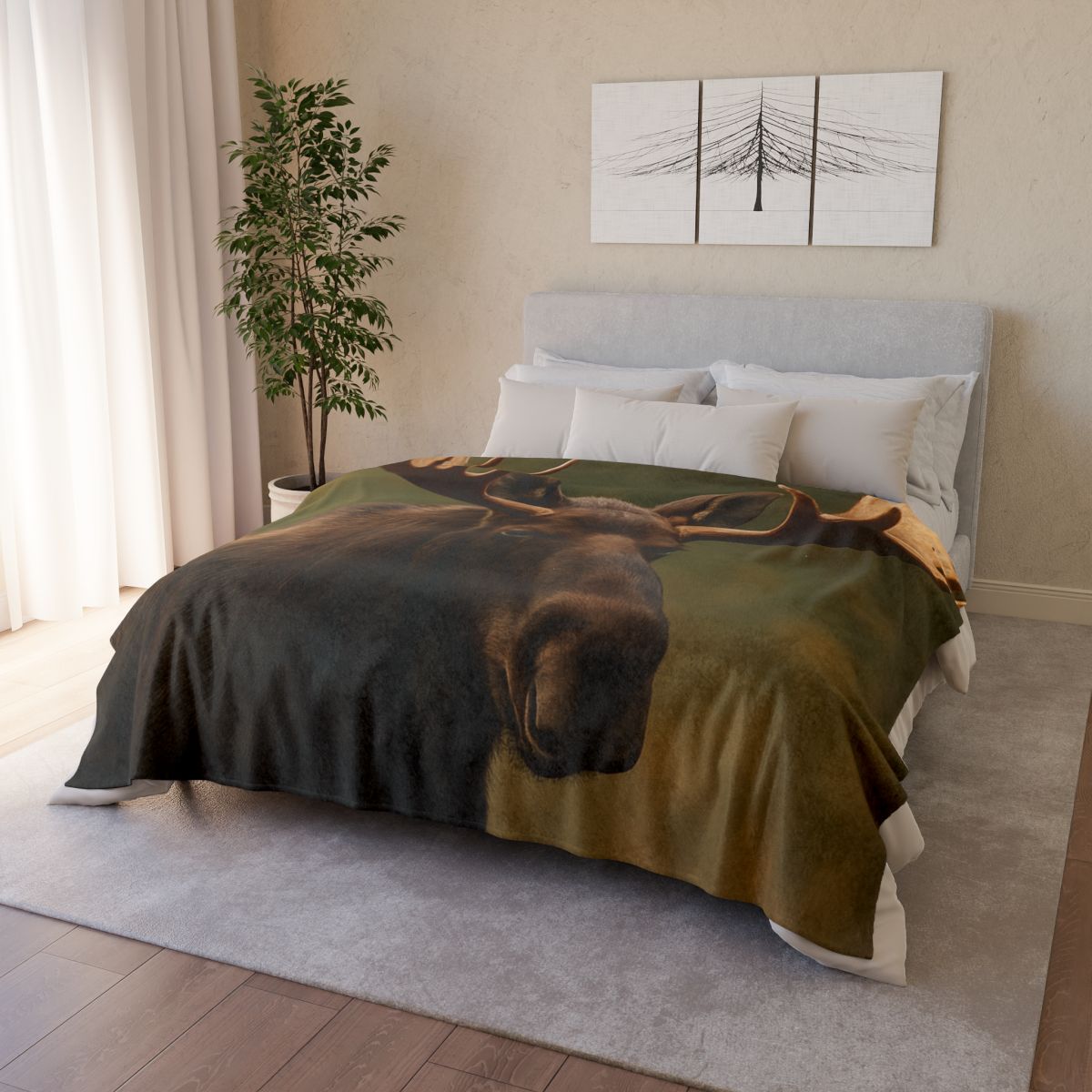 Aurora Quiet Moose soft fleece blankets