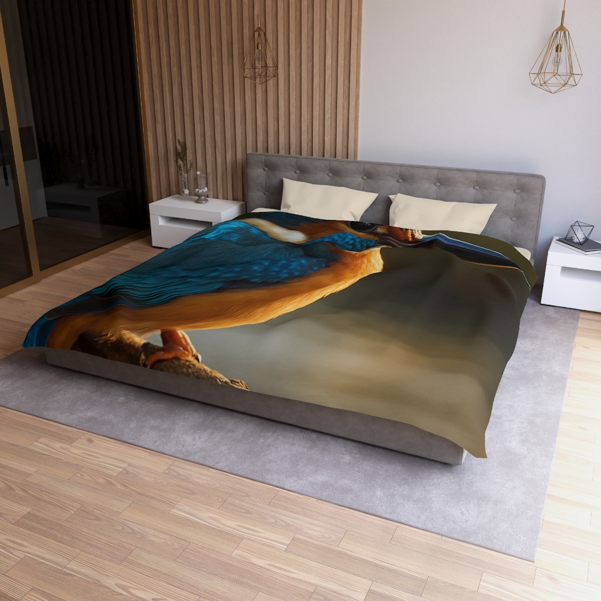 Azure Gaze Common Kingfisher designer printed duvets