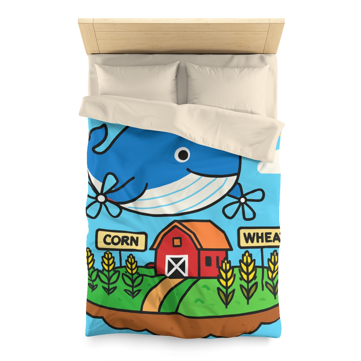 Windmill Whale Above The Floating Farm designer printed duvets