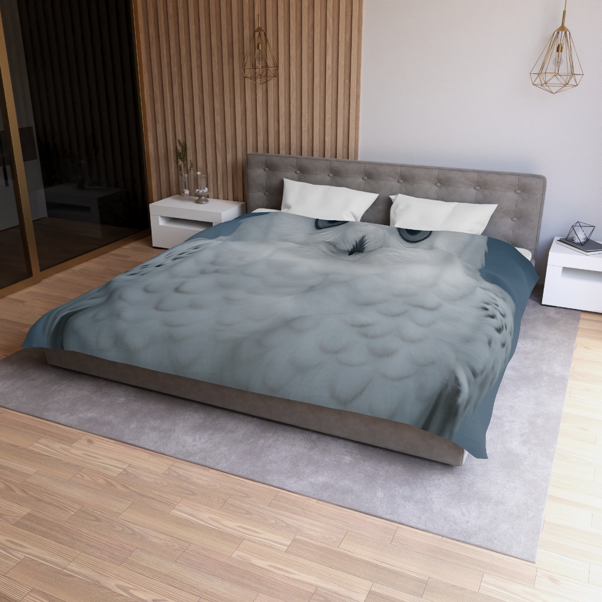 Midnight Watch Snowy Owl designer printed duvets