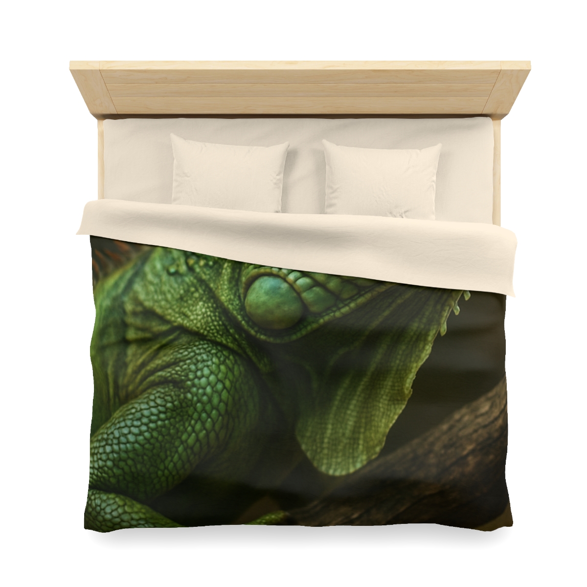 Starlit Stillness Green Iguana designer printed duvets