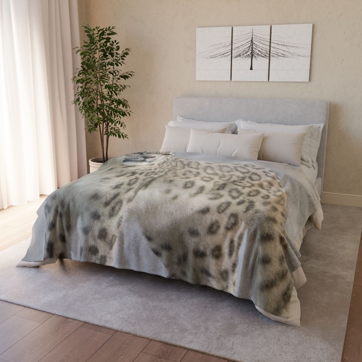 Snow Drift Hunter Snow Leopard personalized cozy blankets