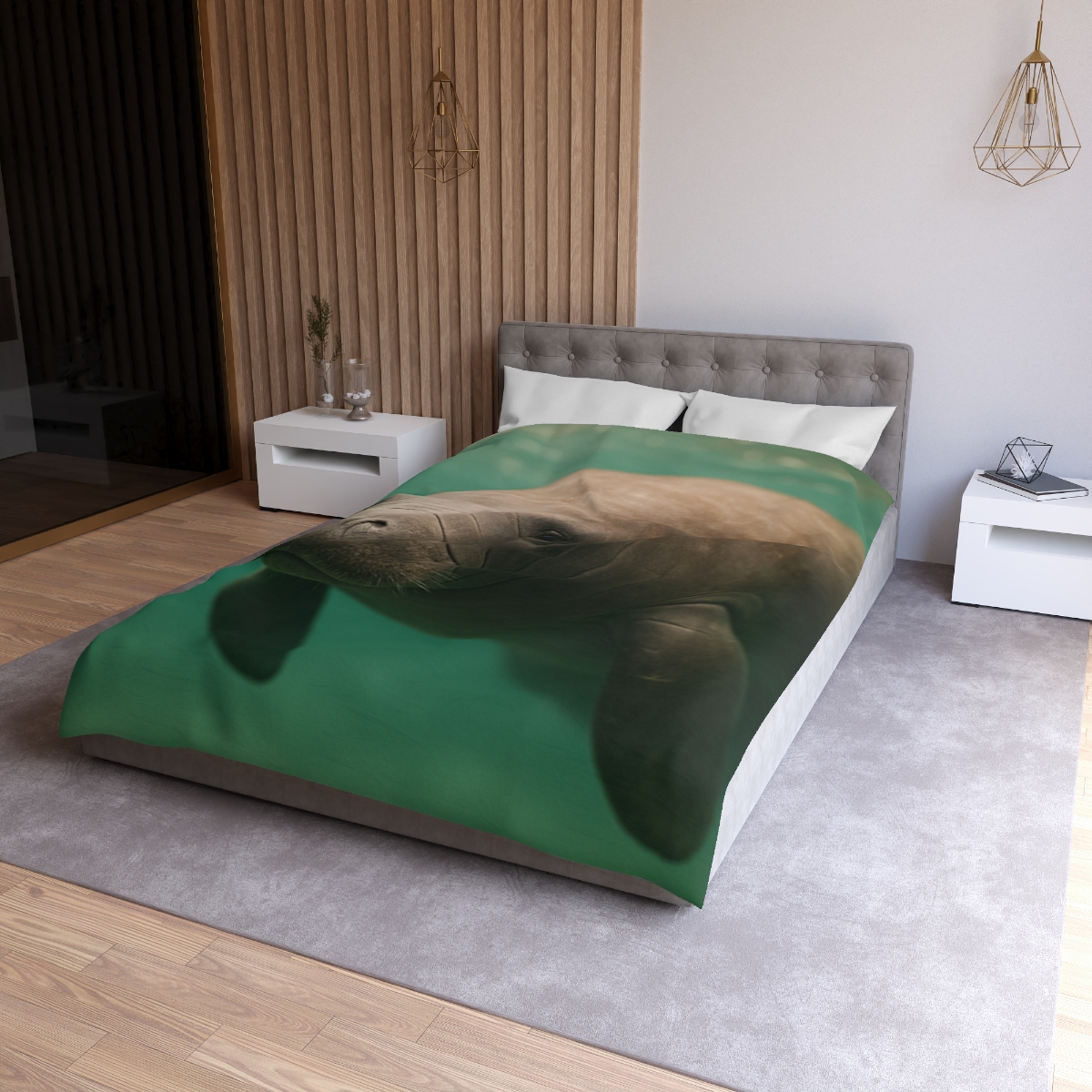 Glasswater Drifter West Indian Manatee unique patterned duvets