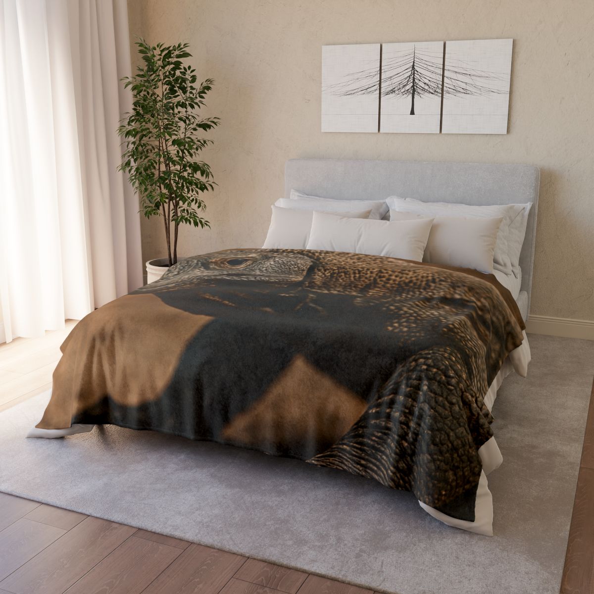 Ancient Sentinel Komodo Dragon stylish throw blankets
