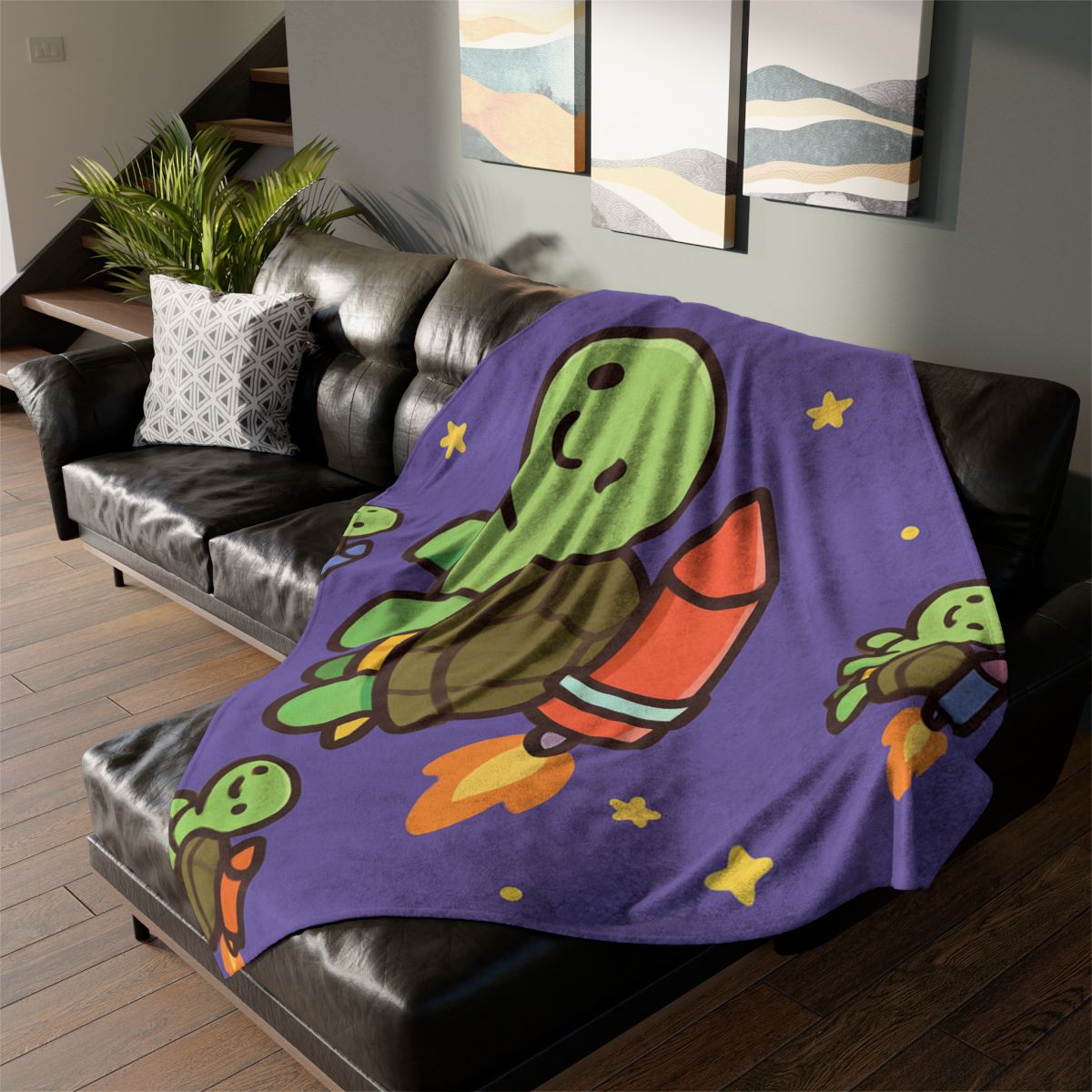 Rocket Powered Turtle Parade soft fleece blankets