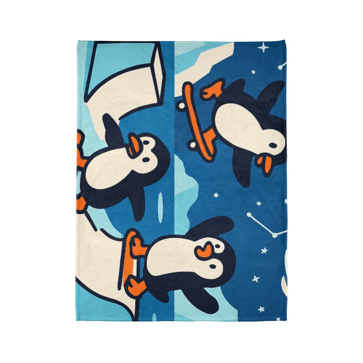 Galaxy Skate Park Penguins decorative home blankets