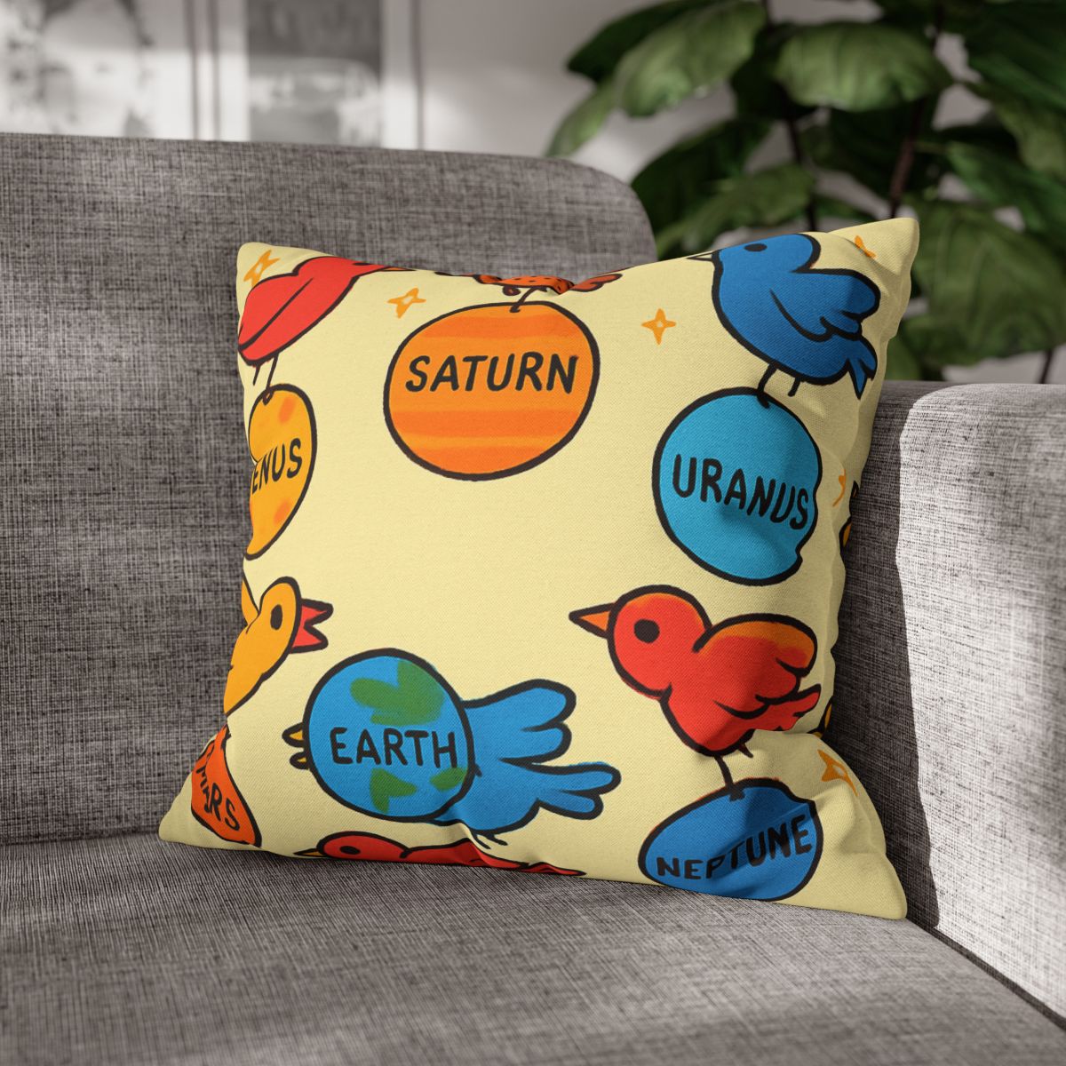 Solar System Circus Of Birds soft cotton pillow cases