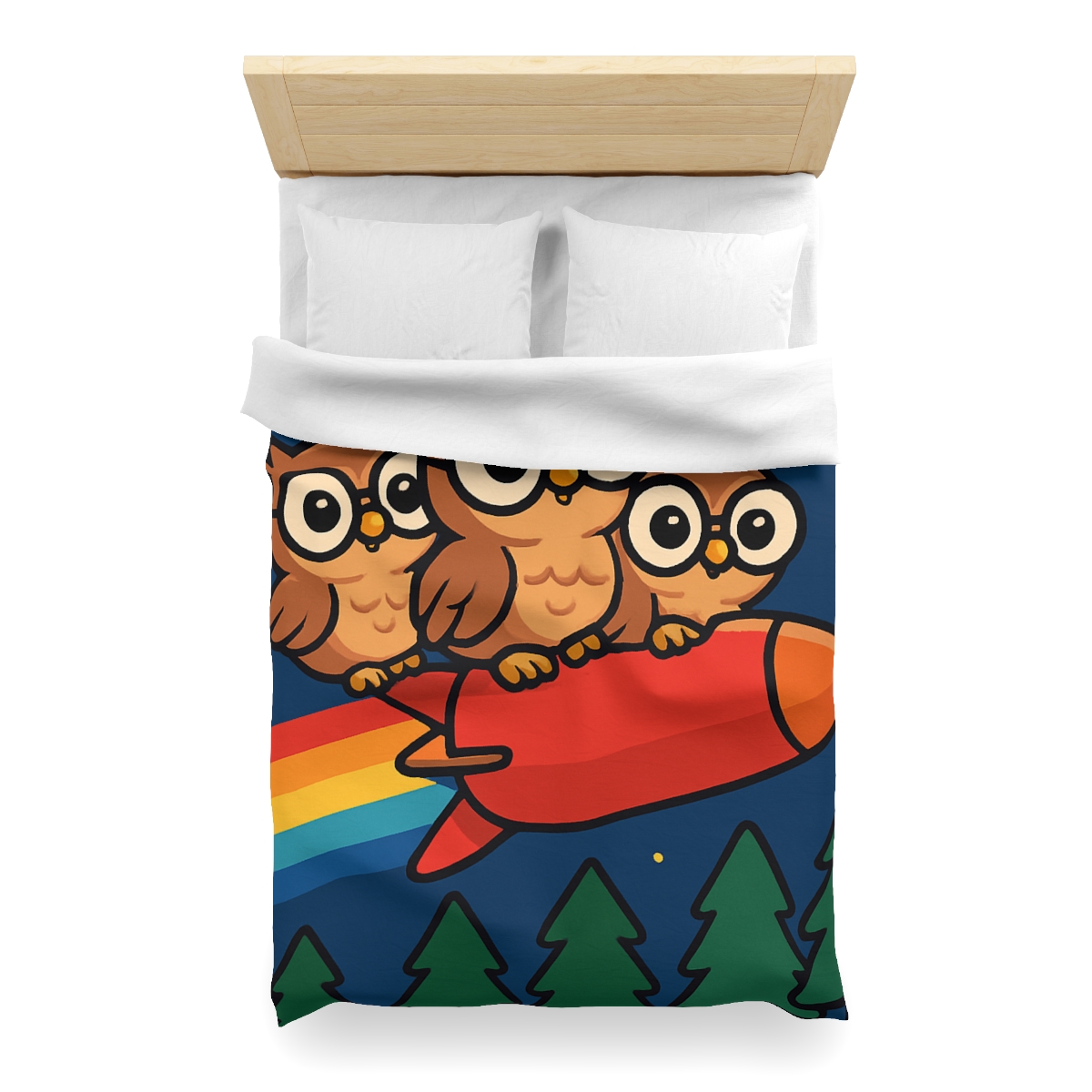 Rocket Riding Forest Owls warm winter duvets