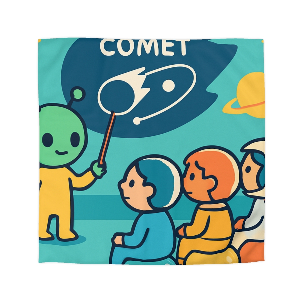 Comet Classroom On A Bubble Planet personalized bedding duvets