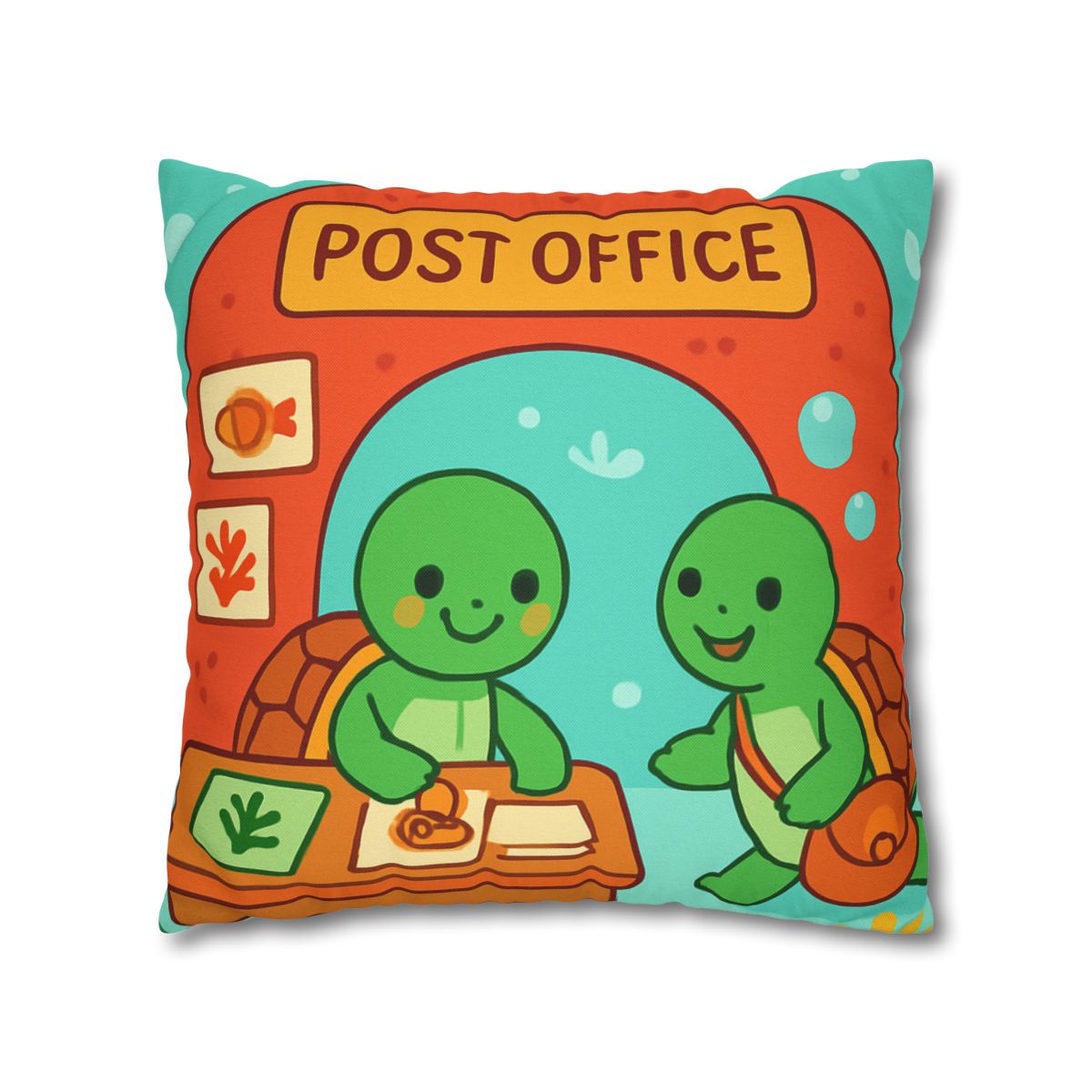 Coral Reef Post Office Run By Sea Turtles soft cotton pillow cases