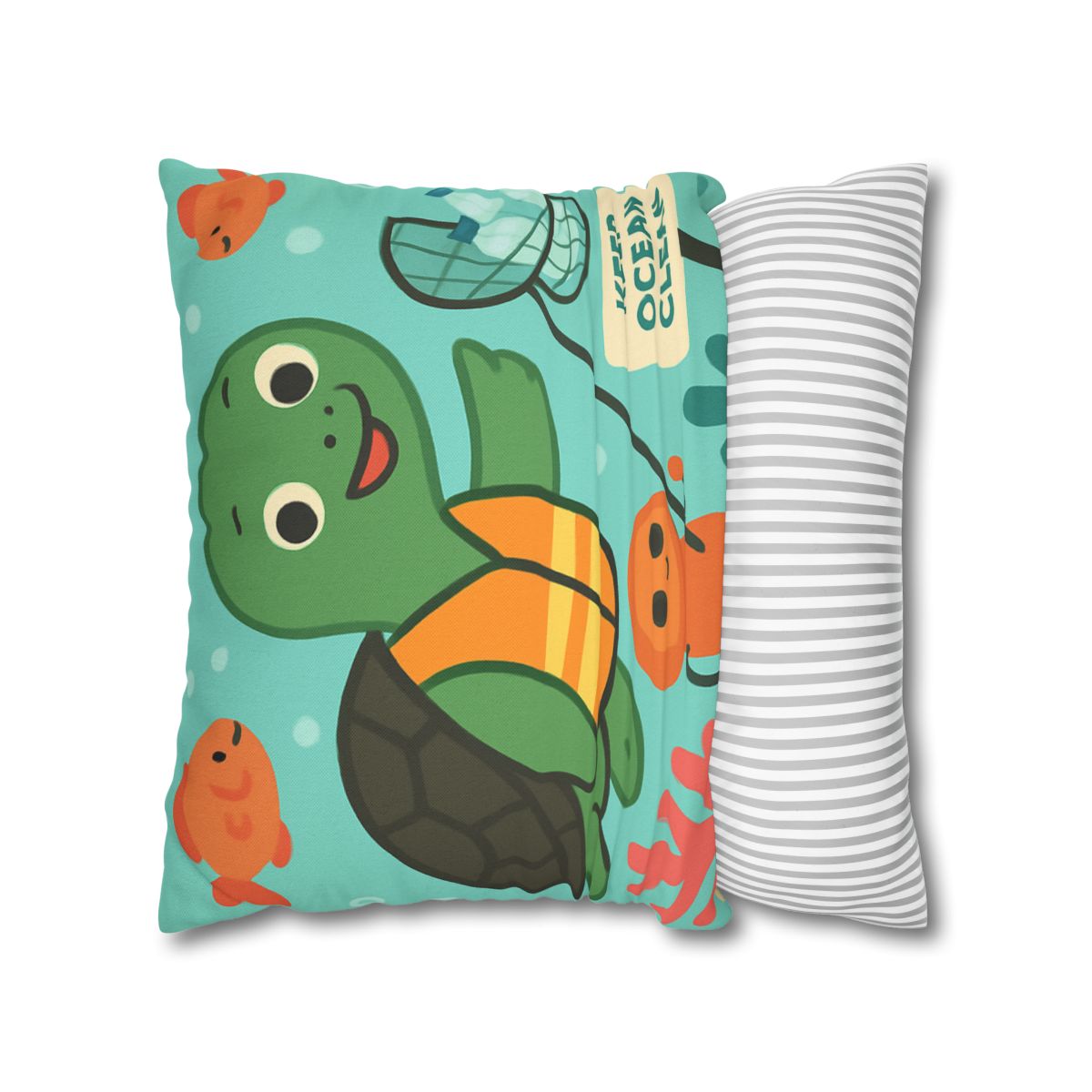 Coral Cleanup Turtle Patrol soft cotton pillow cases