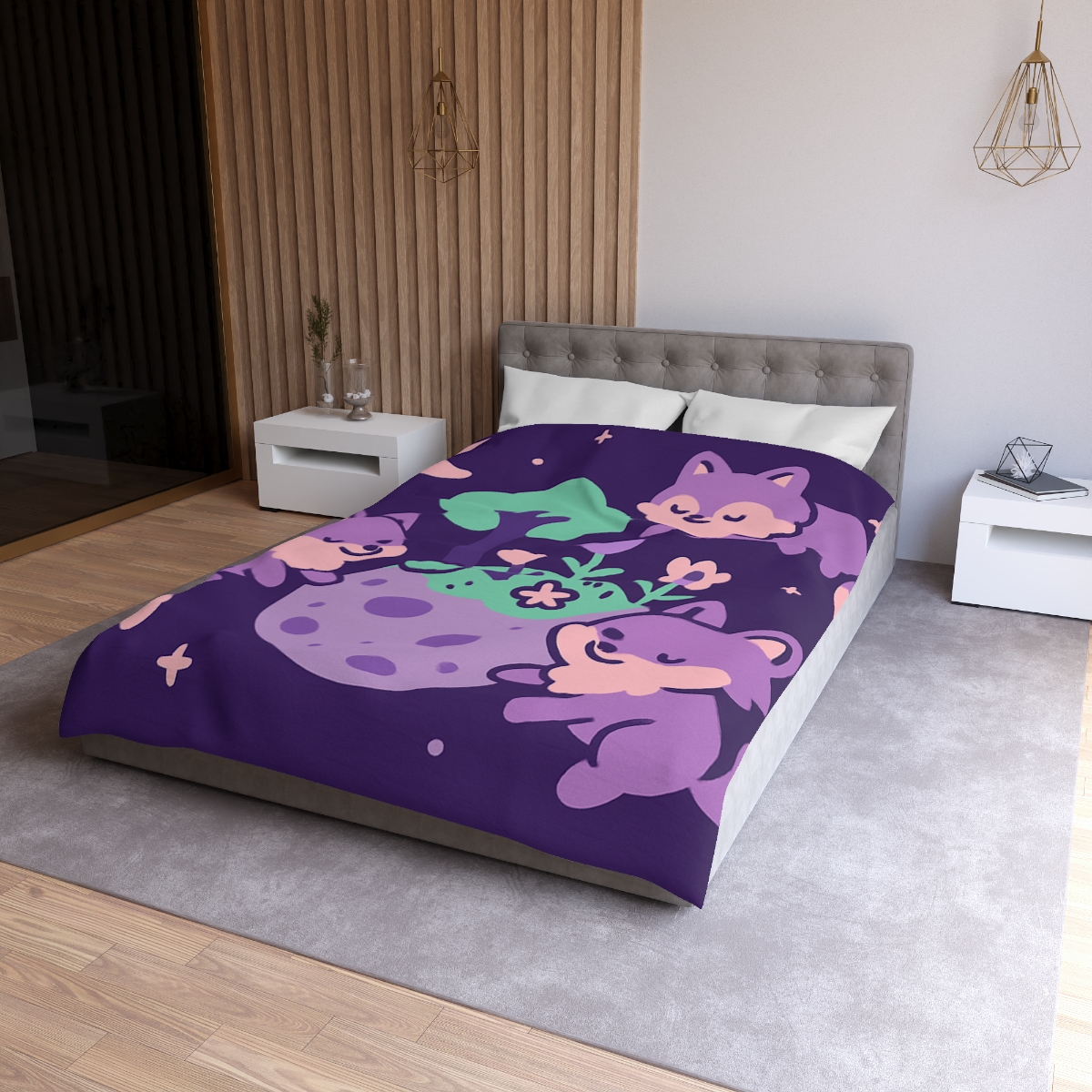 Galaxy Garden Of Floating Foxes designer printed duvets