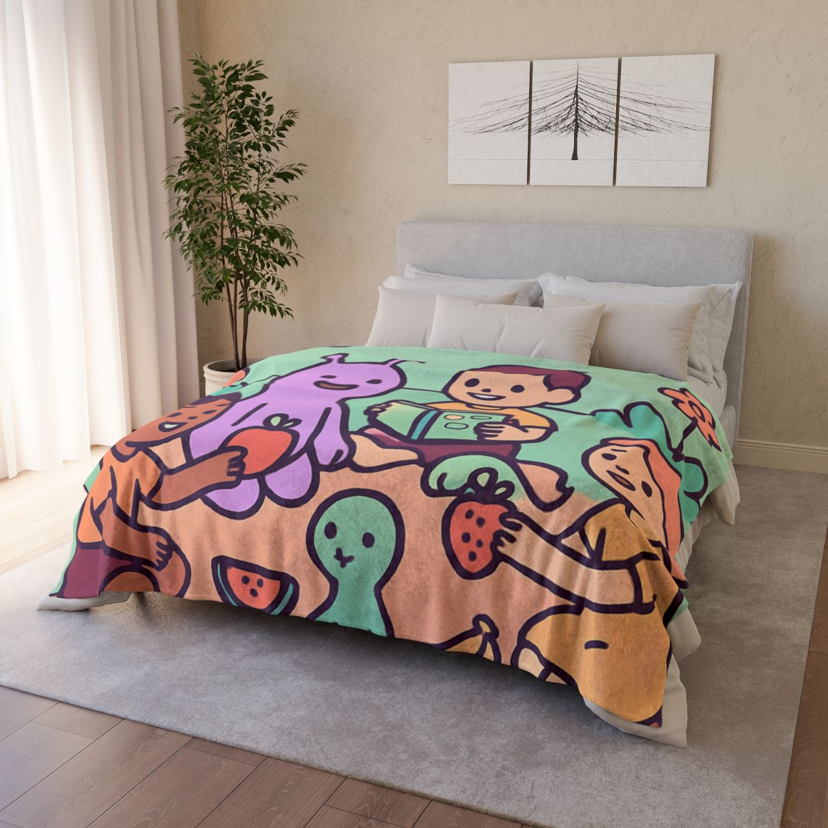 Galactic Garden Picnic personalized cozy blankets