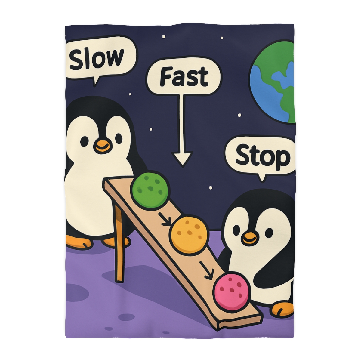 Moonlight Penguin Ice Cream Physics custom duvets