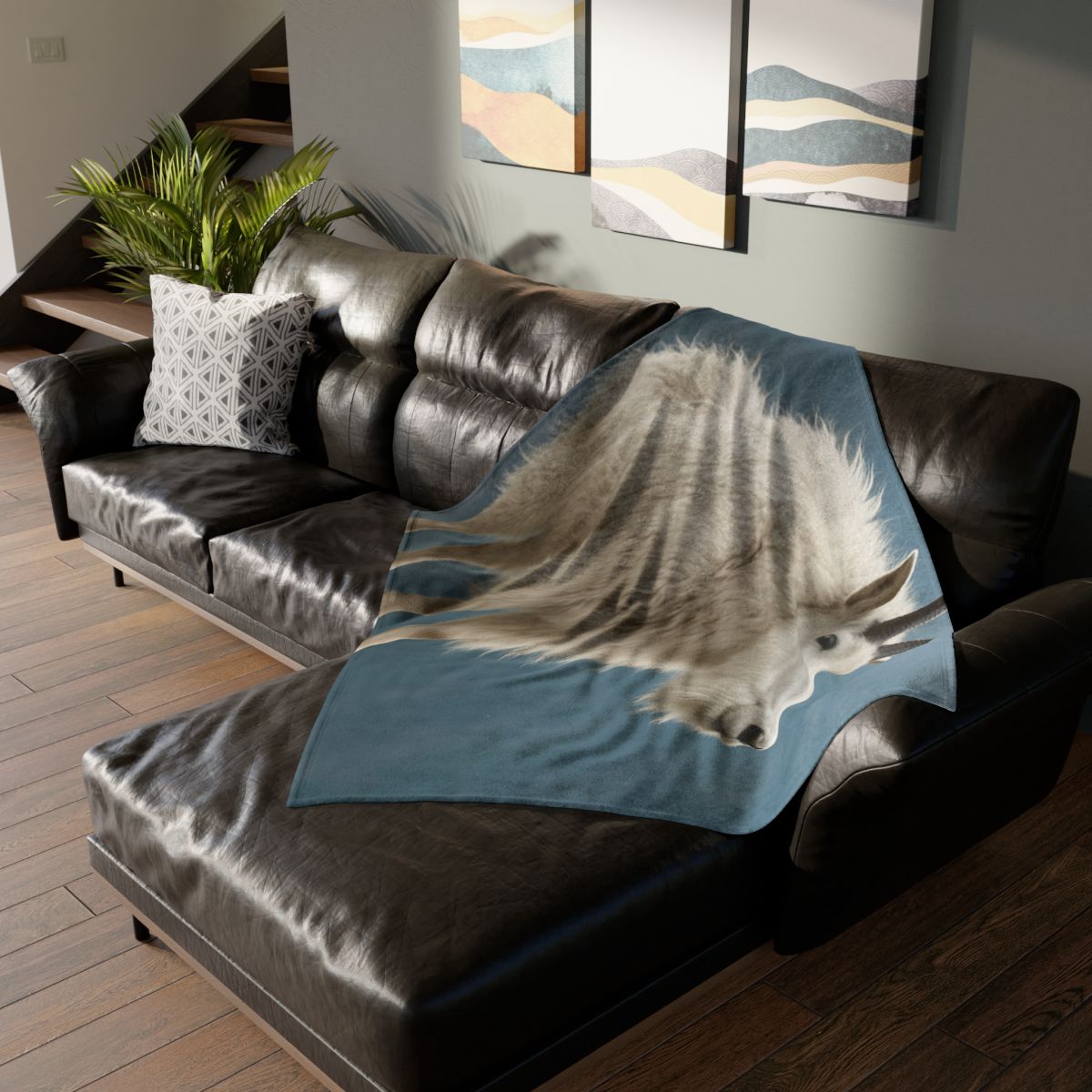 Glimmer Peak Mountain Goat designer printed blankets
