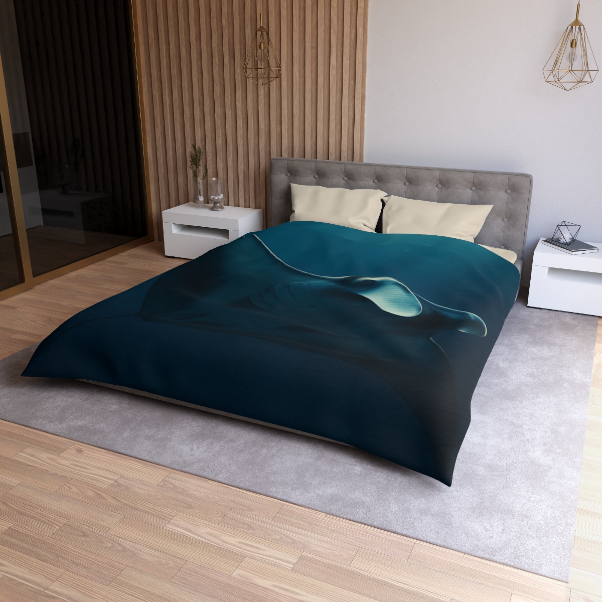 Starlit Glide Manta Ray stylish duvet covers