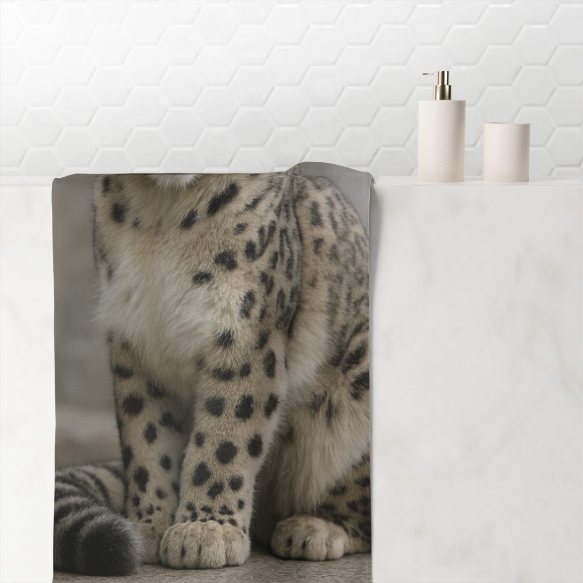 Silent Summit Snow Leopard trendy hand towels