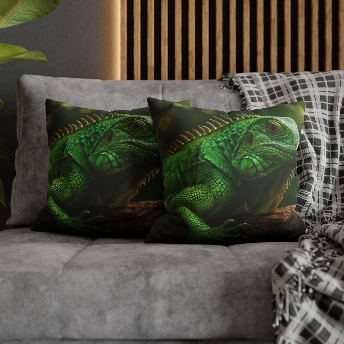 Emerald Gaze Green Iguana custom pillow cases
