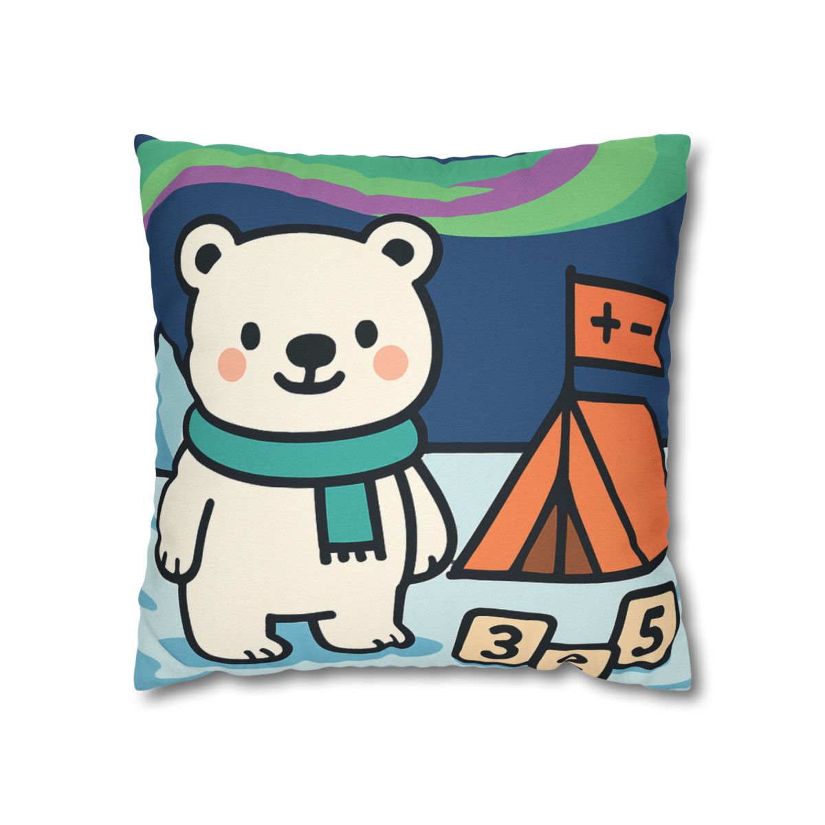 Polar Bear Aurora Math Camp designer print pillow cases