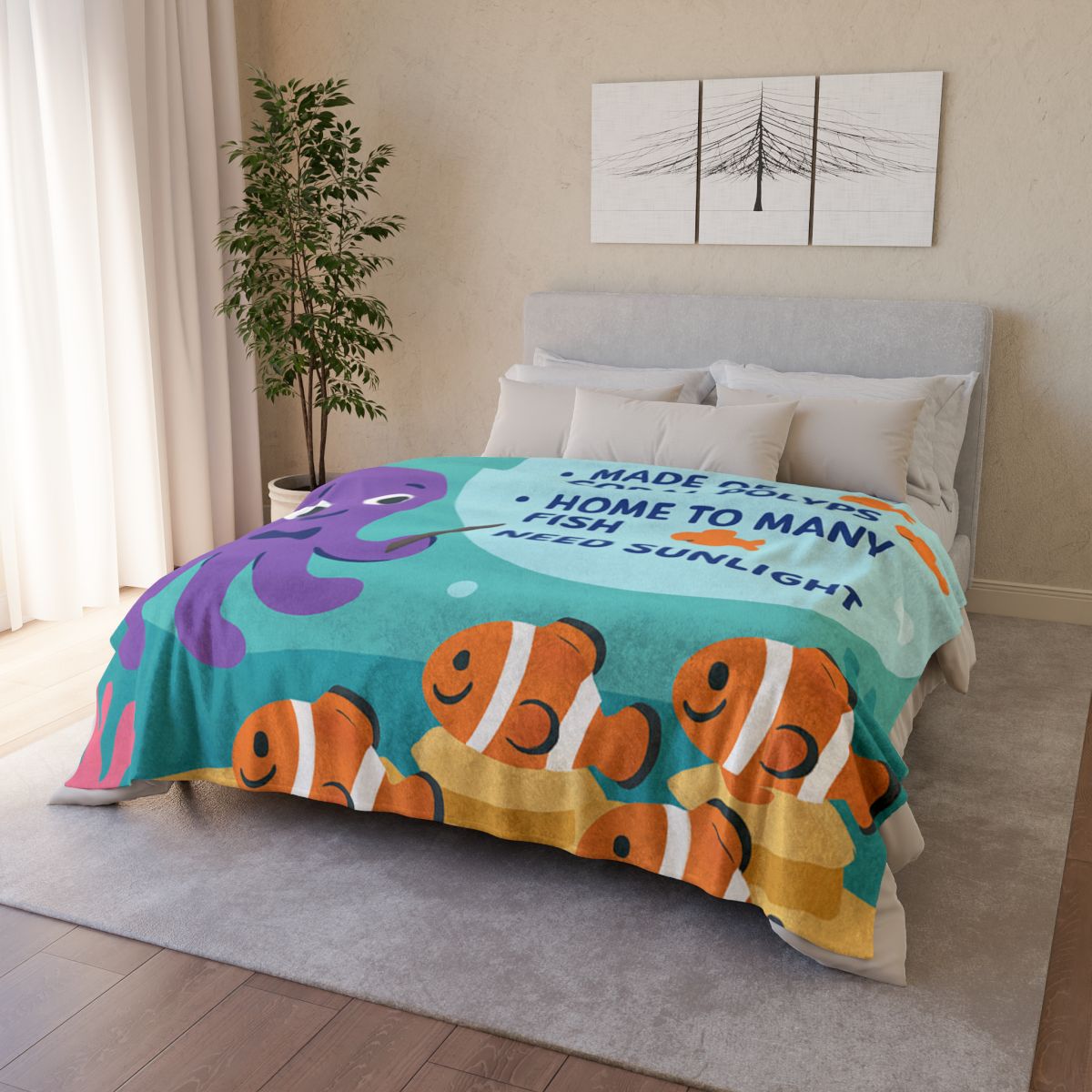 Coral Classroom With Professor Octopus warm winter blankets