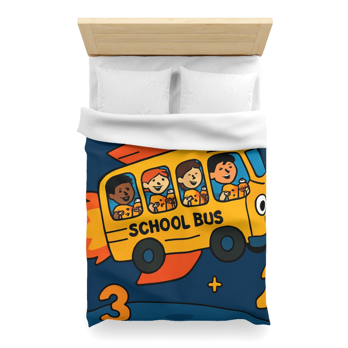 Rocket School Bus To Planet Math personalized bedding duvets