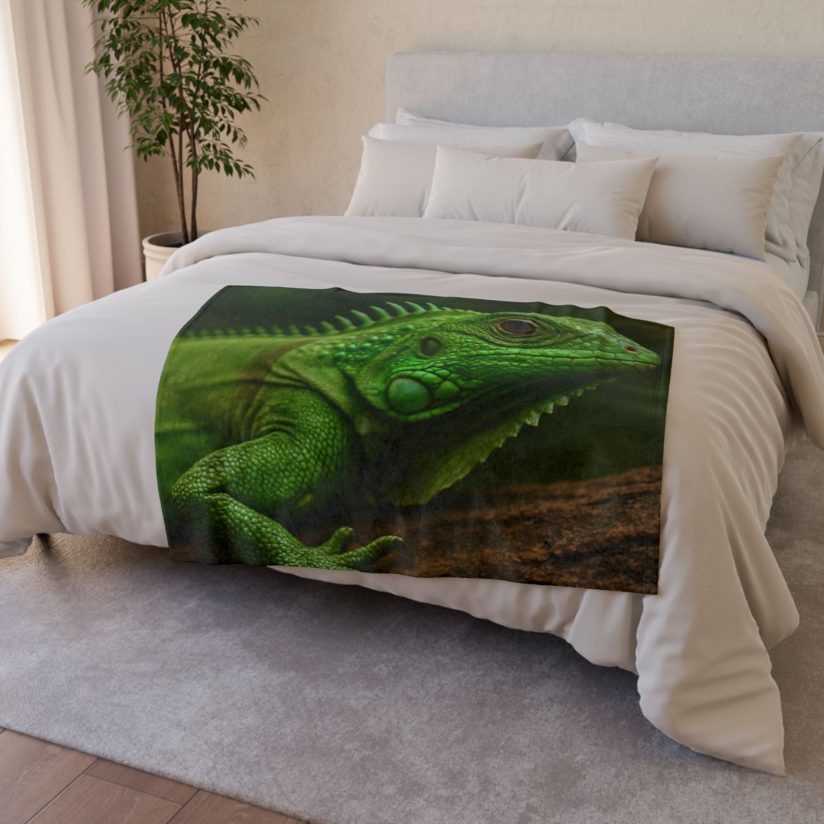 Green Iguana Sun Stillness designer printed blankets