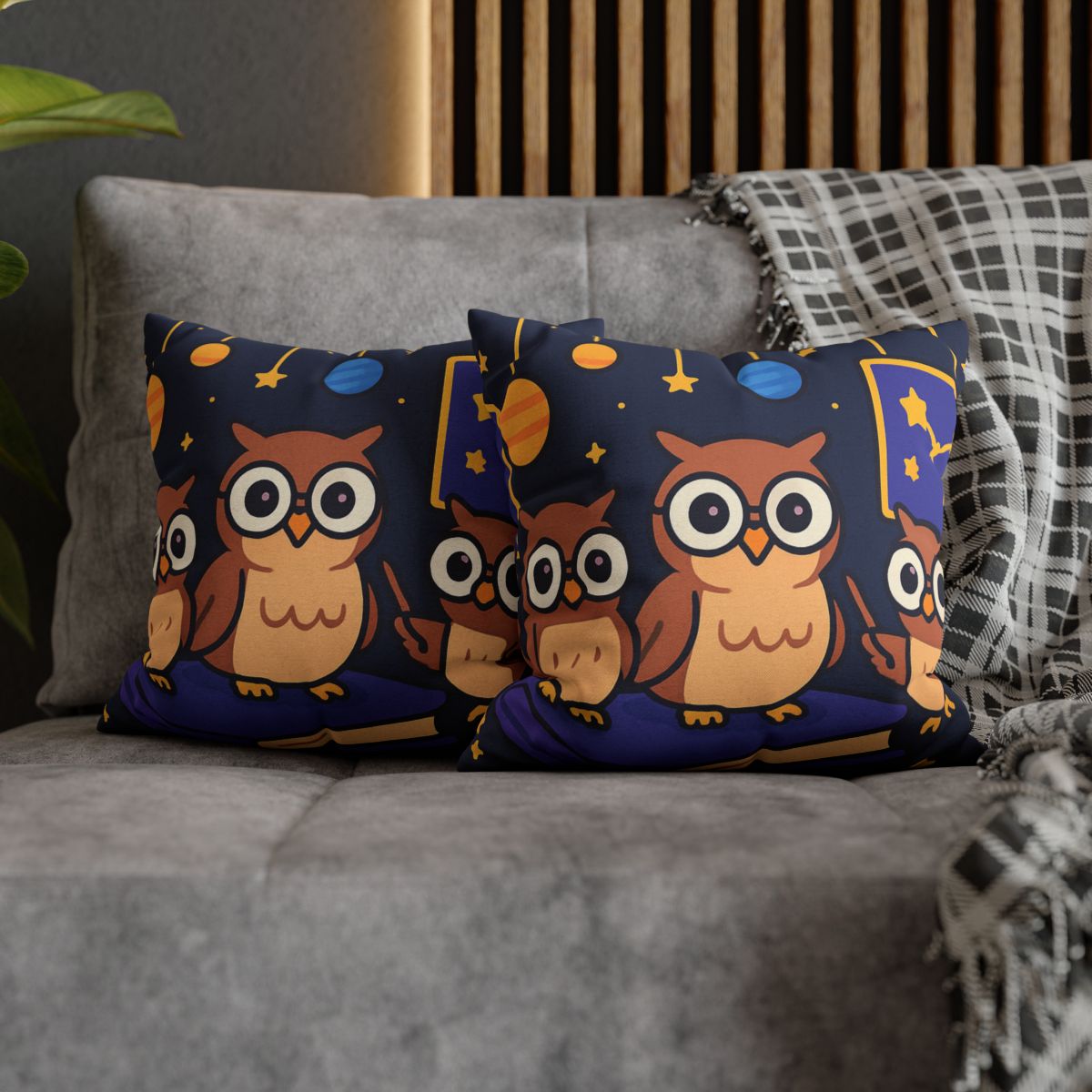 Galaxy Library Of The Wise Owls trendy patterned pillow cases