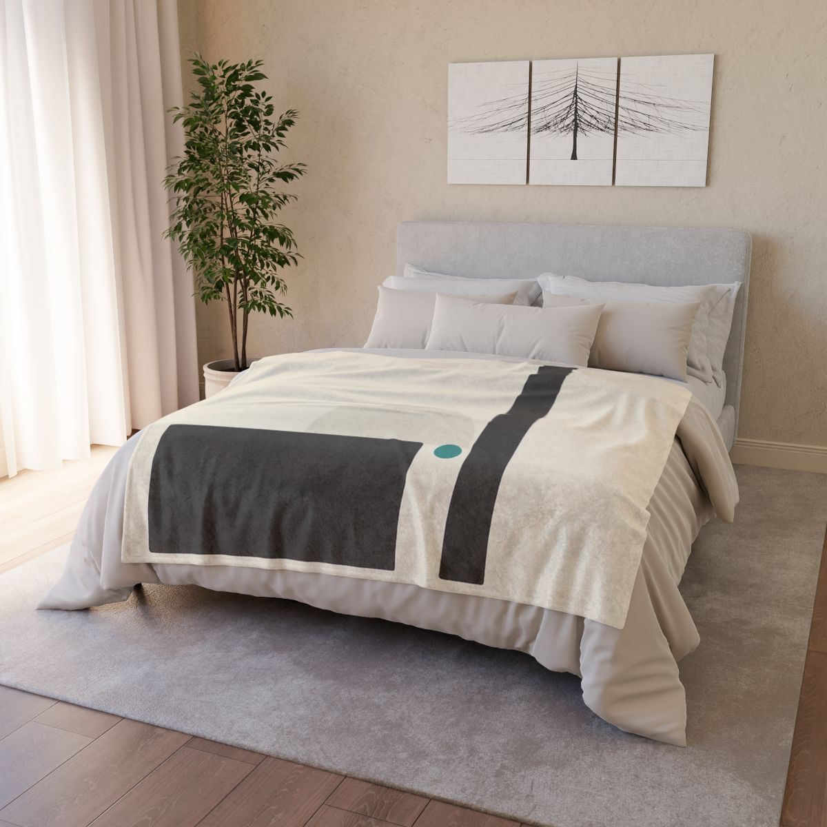 Quiet Triad With Offset Arc trendy patterned blankets