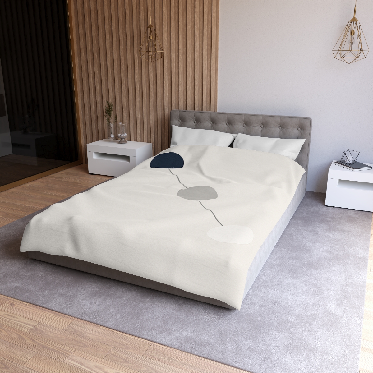 Orbital Triad Alignment designer printed duvets